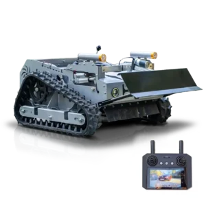 Robokosilica K1SV1 sivo-srebrne boje s video daljinskim upravljačem u donjem desnom kutu